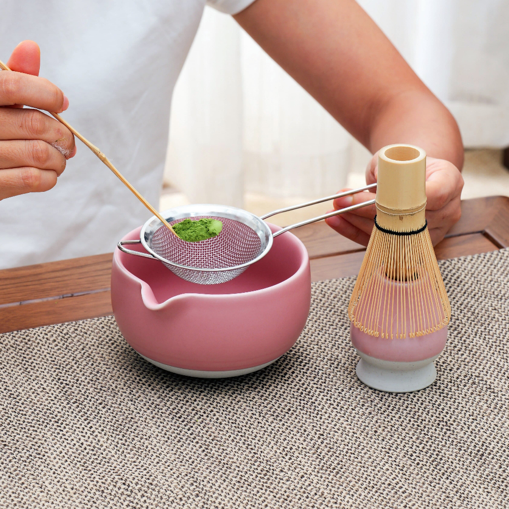 Matcha Setมัทฉะเกมสำหรับผู้เริ่มต้นชุดน้ำชาญี่ปุ่นชุดชาเขียวพิธีชุดคิทพรีเมี่ยม (ถ้วยชากับที่เทน้ำแกงจากหม้อกันหกเลอะเทอะ) กับกล่องของขวัญ - รูปที่ 2