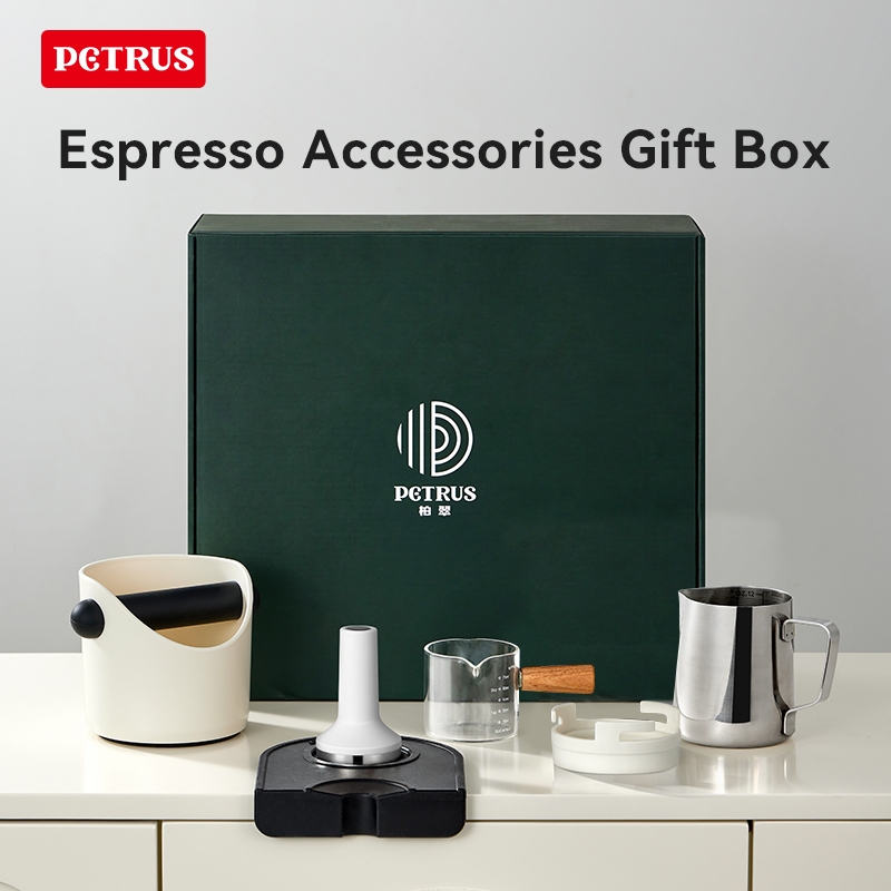 Petrus เครื่องชงกาแฟชุดของขวัญ ค้อนกดกาแฟ แก้วสำหรับดาลลอยลาเต้, ถังใส่เศษกาแฟ, วงแหวนใส่กาแฟ
