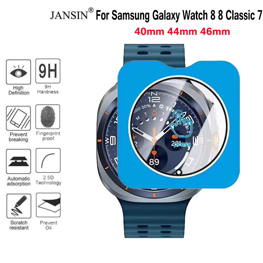 ฟิล์มกระจกนิรภัยกันรอยหน้าจอ ติดตั้งอัตโนมัติ สําหรับ Samsung Watch Galaxy 8 8 Classic 7 Ultra 46 40 44 47 มม.