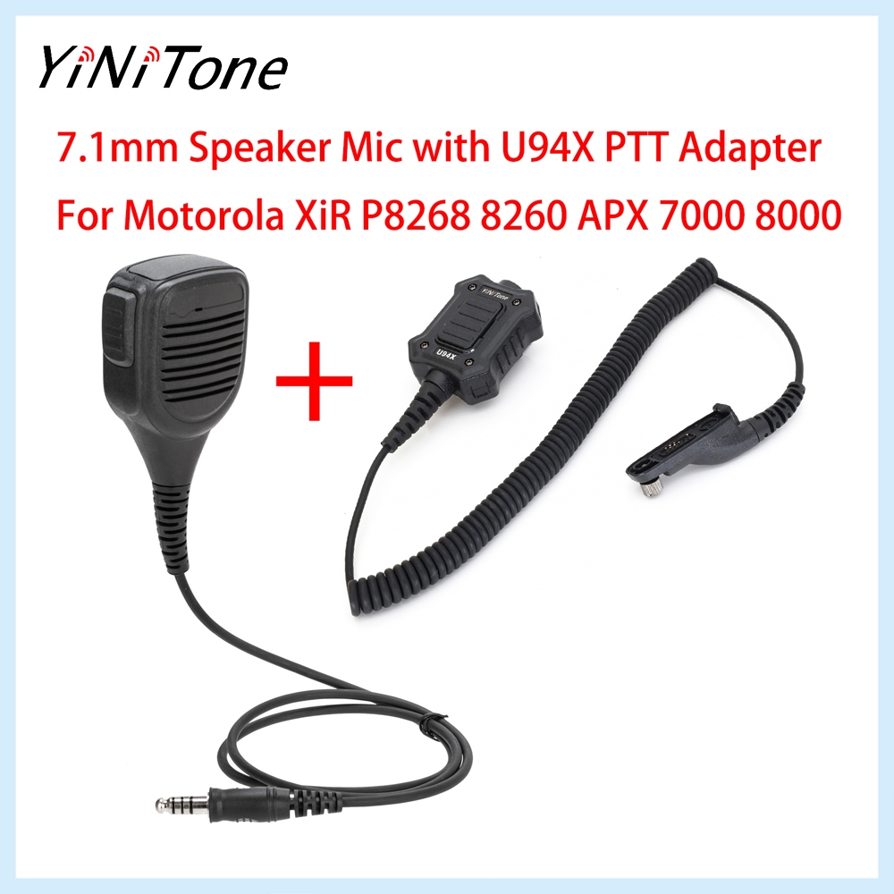 K/m/8268 ปลั๊ก U94X PTT + 7.1 มม.NATO ลําโพง Mic สําหรับ Motorola GP88 DP3400 XiR P8268 Kenwood Baofeng UV-82 เสียงที่ชัดเจนที่ทนทาน
