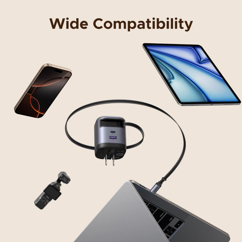 UGREEN Nexode 45/65/100W GaN Charger พร้อมสายแบบพับเก็บได้รองรับ Super Fast Charging 2.0 สําหรับ Samsung Glaxy S25 S24 iPhone 17 Pro Max 16 15 Pro Max thumbnail 9