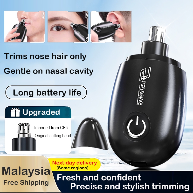 เครื่องเล็มขนจมูกอัจฉริยะ ใบมีดรอบด้าน 360 องศา ล้างทำความสะอาดได้ เครื่องเล็มขนจมูกพกพา ไม่เจ็บ กันน้ำ