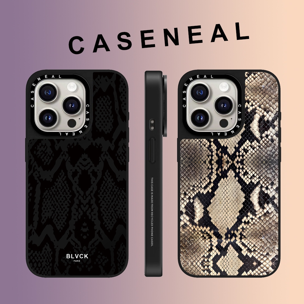 CASENEAL Graffiti หนังงูรูปแบบกระจก face เคสโทรศัพท์สําหรับ iPhone 16 Pro Max 15 Plus 14 ProMax 13 12Pro 11 โทรศัพท์กันกระแทกขอบนุ่มฮาร์ดป้องกันกรณี