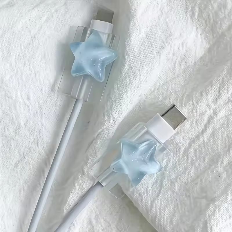 เกาหลีน่ารัก 3D Ocean Stars Change Charger Protector Cover Charger Line Protectors Organizer Winder Protector ฝาครอบอุปกรณ์เสริม