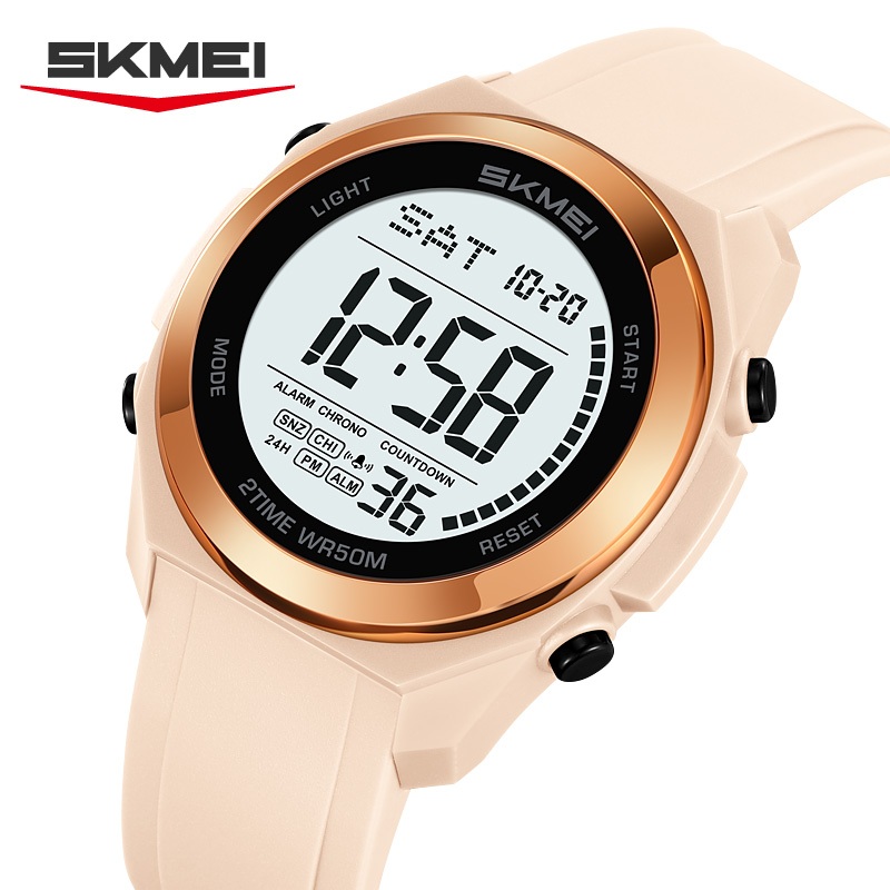 SKMEI สมี นาฬิกาอิเล็กทรอนิกส์เรืองแสงมัลติฟังก์ชั่นพร้อมหน้าปัดขนาดใหญ่ดิจิตอลสําหรับคู่รักกีฬากลางแจ้งนาฬิกาอิเล็กทรอนิกส์กันน้