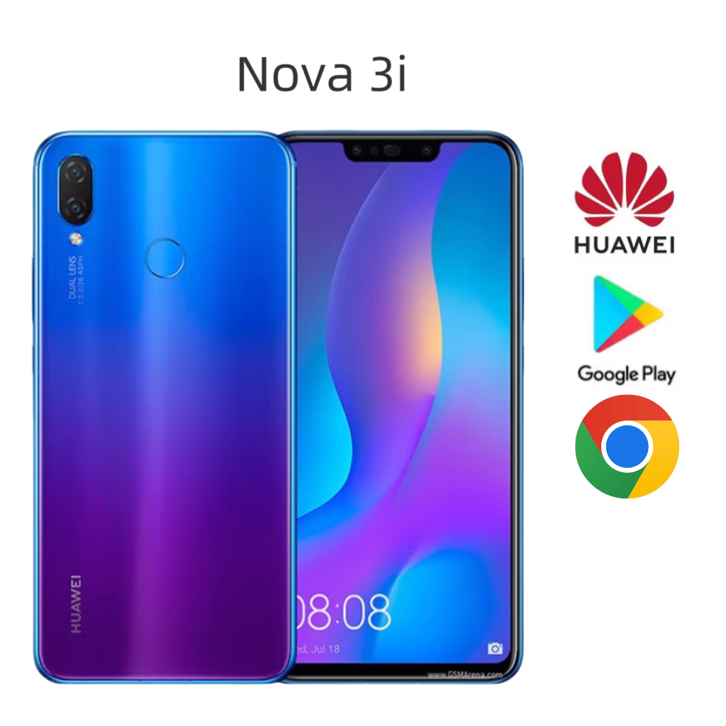 Original Huawei nova3i 6+128GB NFC 16.0PM ปลดล็อคลายนิ้วมือโทรศัพท์มือสอง 90% ใหม่