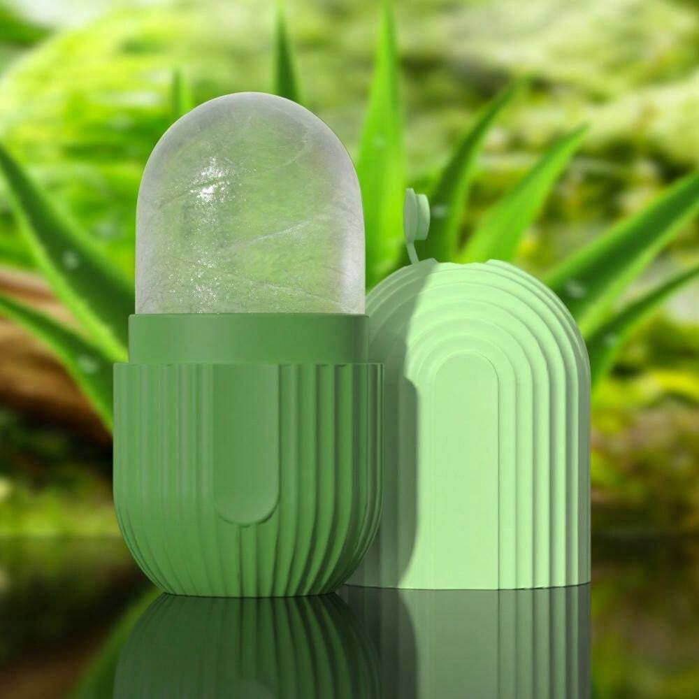 1ชิ้นลูกกลิ้งหน้าน้ําแข็งซิลิโคน,ลูกกลิ้งน้ําแข็งใบหน้าความงาม,ลูกกลิ้งน้ําแข็งสําหรับใบหน้า,ตาและคอ,น้ําแข็งลูกกลิ้งดูแลผิว,ผู้ถือน้ําแข็งสําหรับหน