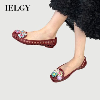 รองเท้าแตะคริสตัลเจลลี่เกาหลี สไตล์สแควร์Toe สำหรับฤดูร้อน