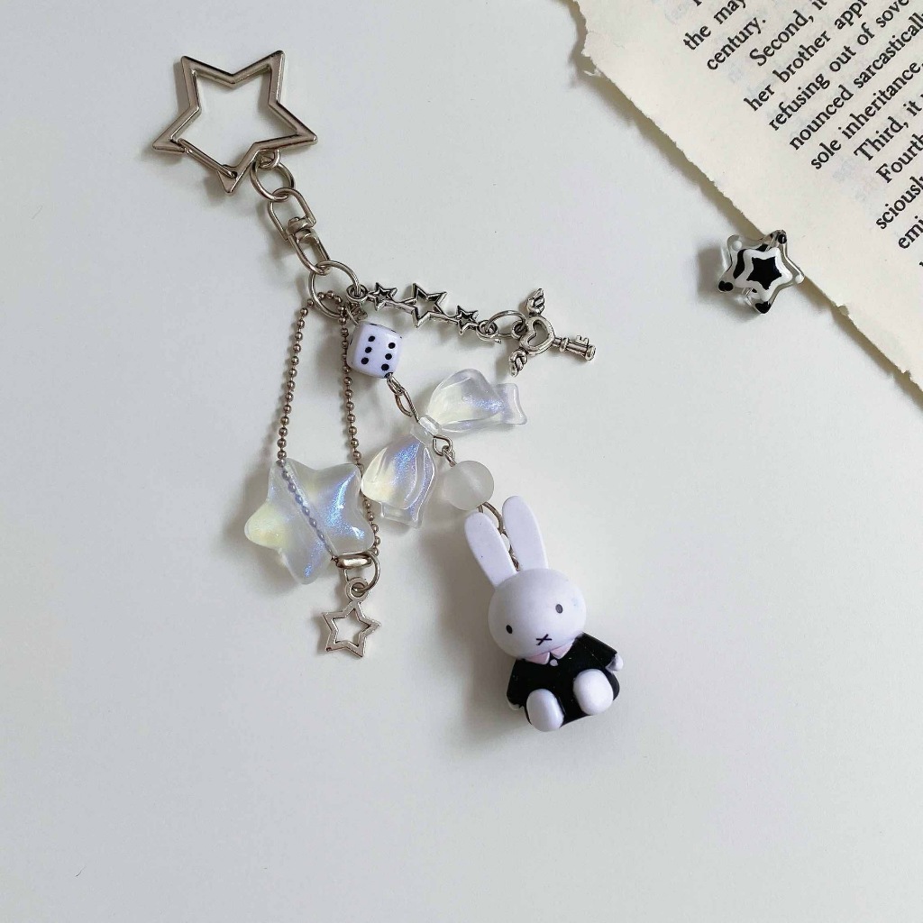 พวงกุญแจกระเป๋าจี้ Miffy Bunny สไตล์อาร์ตเรโทรและยุค Y2K