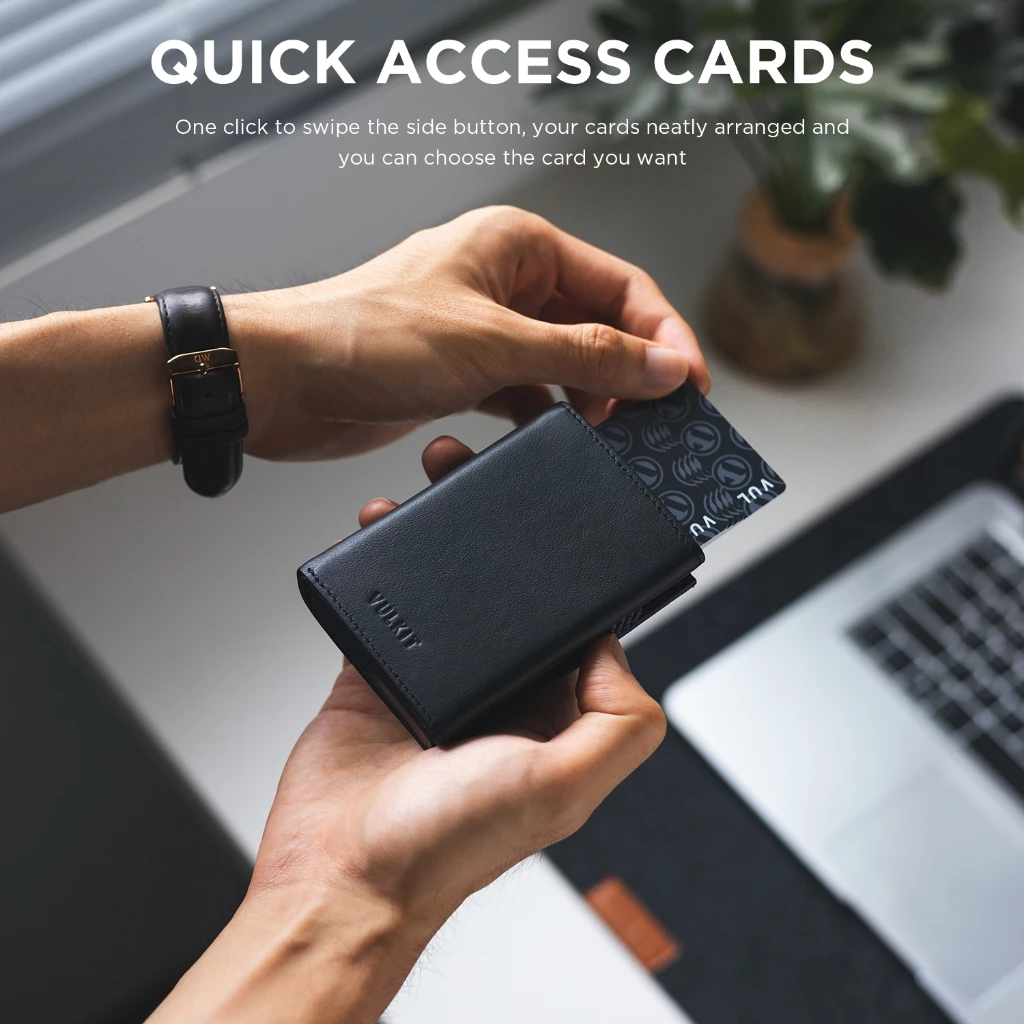 VULKIT กระเป๋าสตางค์หนังแท้ Pop Up Cards พร้อม ID Window รุ่น VC302P thumbnail 4