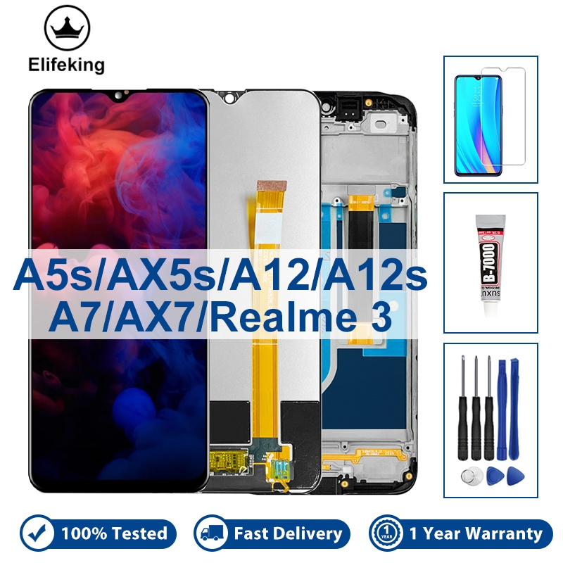 6.2 "จอแสดงผล LCD สําหรับ OPPO A5S AX5S A7 AX7 A12 A12S Realme 3 CPH1909 จอแสดงผล Touch Screen Digit