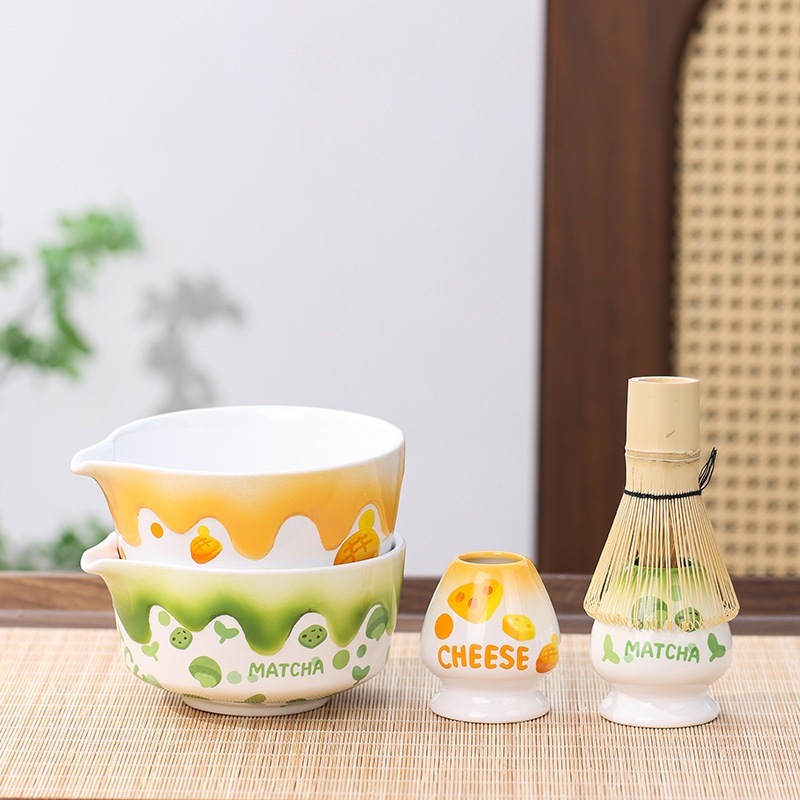 ไทย24ชมส่ง🇹🇭Matcha Set, ชุดมัทฉะ 2/5/7 ชิ้น, ชุดมัทฉะสําหรับพิธี, ชุดน้ําชามัทฉะสําหรับทําอาหารเช้า/มัทฉะลาเต้, ชามมัทฉะเซรามิก Whith Spout และ Whisk ข  แปรงชงมัทฉะ Chawan Matcha Bowl