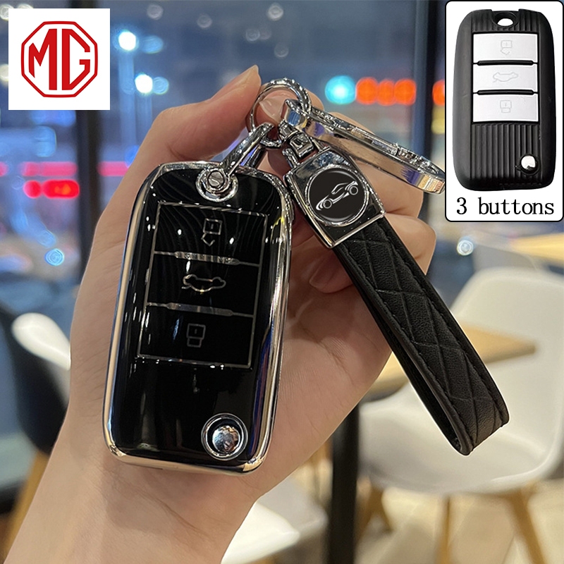 MG ฝาครอบป้องกันสมาร์ทคีย์เหมาะสําหรับ MG EP/MG ZS 2018/MG5 MT รถ 3 ปุ่มรีโมทคอนโทรลเปลือกกุญแจ