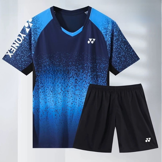 2 Pce สไตล์เกาหลี YONEX เสื้อยืดกางเกงขาสั้นชายและหญิงระบายอากาศแขนสั้นกีฬา