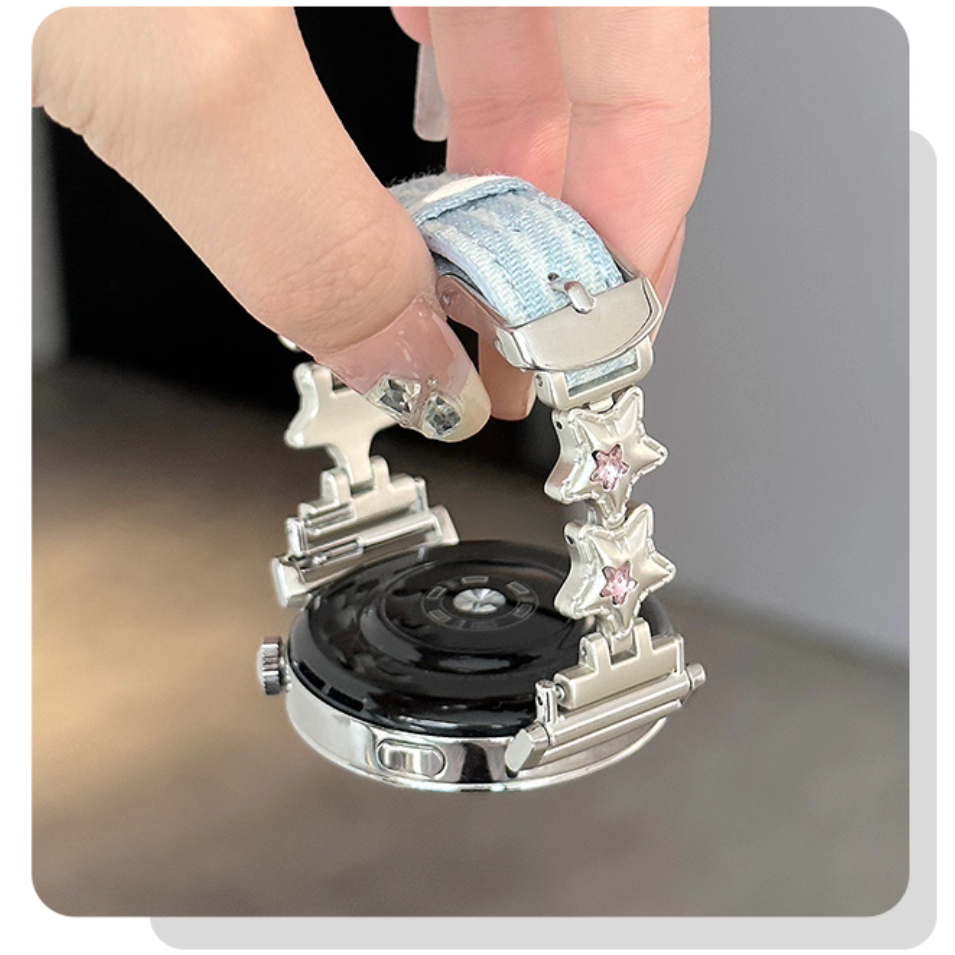 Star Denim Watch Strap For Huawei watch GT 5 สาย huawei watch gt 5 pro / Huawei GT5 Pro สาย GT2/GT3/ huawei GT4 สาย Redmi watch 5 Lite / Redmi watch 5 Active สาย Galaxy watch 7 Strap / Garmin lily 2 active สาย GTS4 mini ,GTS3,GTS2, Amazfit Bip 6 Strap ราคา ถูกที่สุด ดีลบีเคเค แกลเลอรีภาพที่ 9
