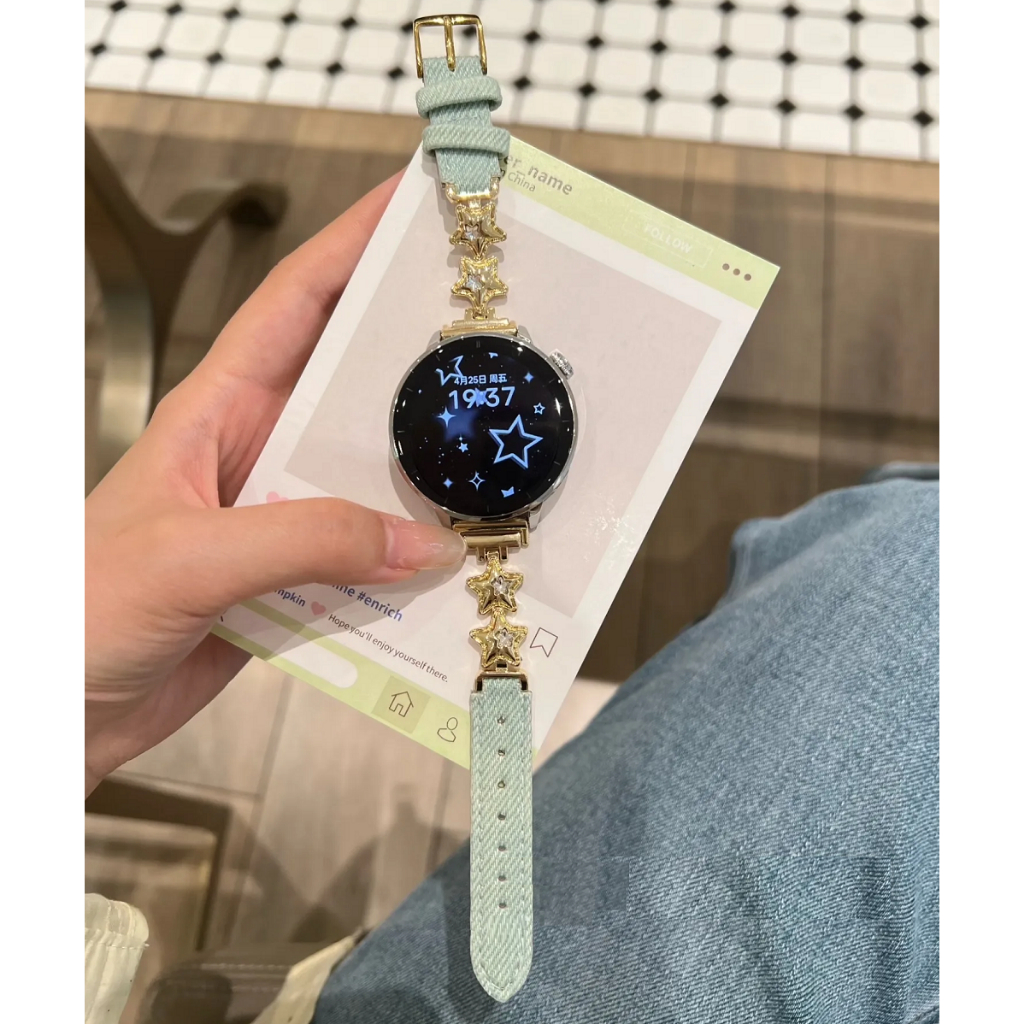 Star Denim Watch Strap For Huawei watch GT 5 สาย huawei รูปที่ 7