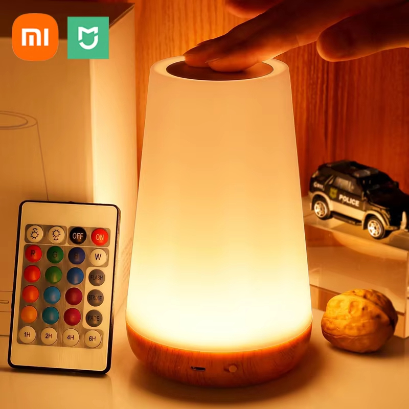 Xiaomi Mijia 13 สีเปลี่ยนไฟกลางคืน RGB รีโมทคอนโทรลสัมผัสหรี่แสงได้แบบพกพาตารางโคมไฟข้างเตียง USB ชาร์จโคมไฟ