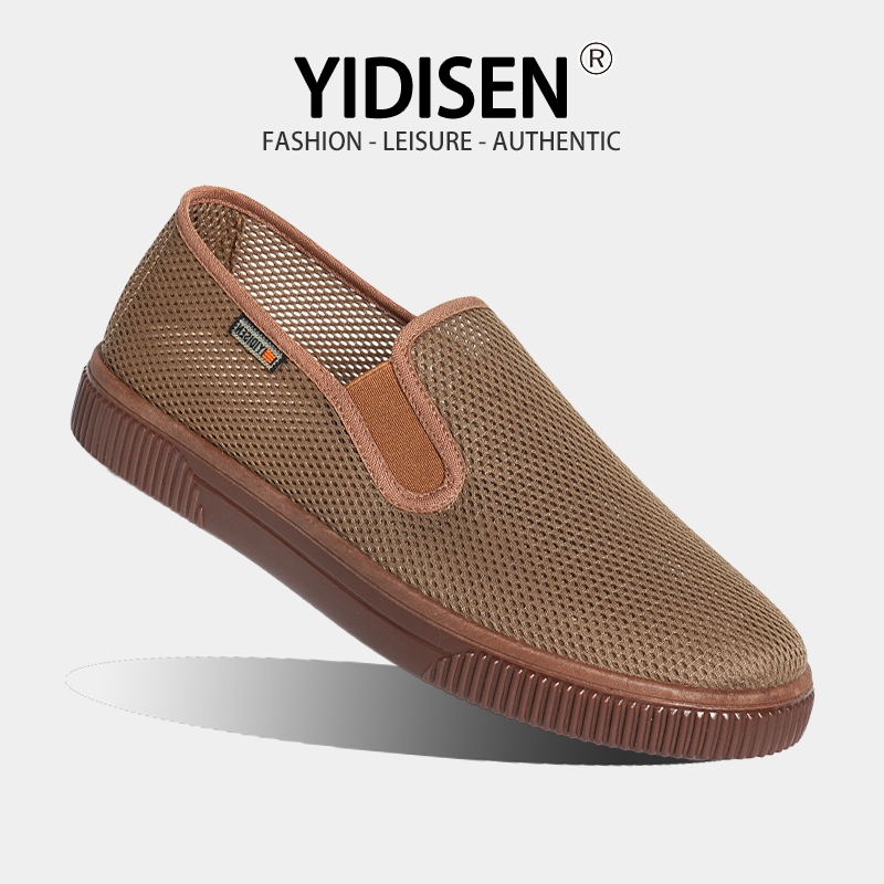 YIDISEN ตาข่าย Breathable รองเท้าขี้เกียจผู้ชาย One-Pedal สะดวก Soft-Soled ทนต่อการสึกหรอฤดูร้อนท่อง