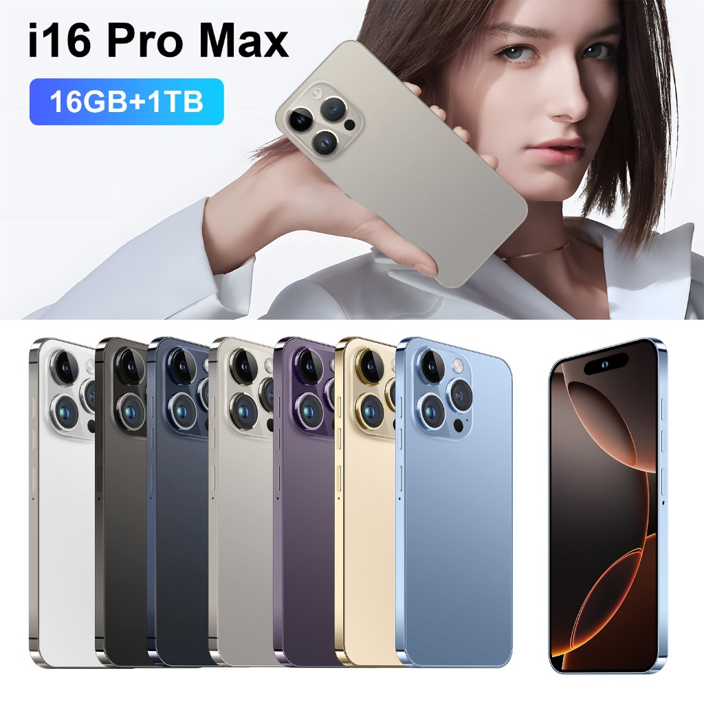 I16 Pro Max 16GB+1TB สมาร์ทโฟน Android 6.8 นิ้ว