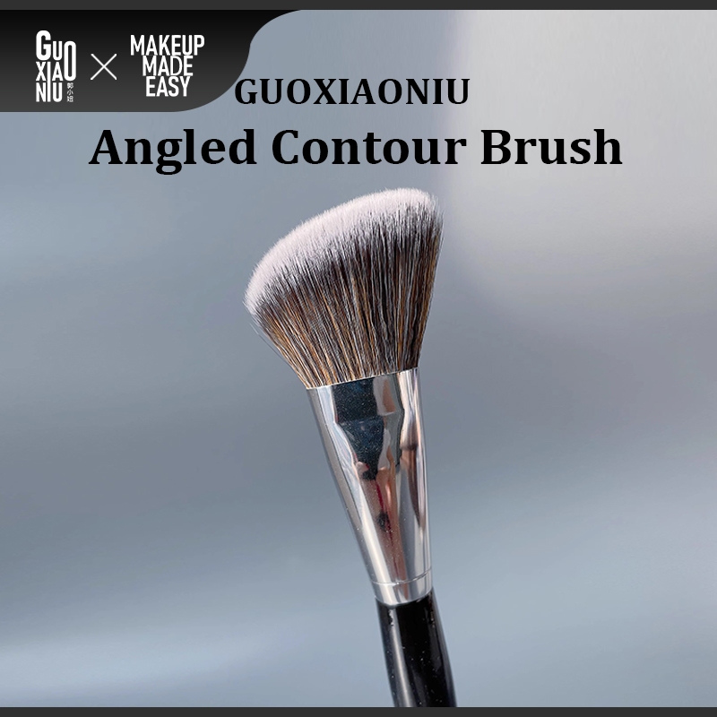 GUOXIAONIU แปรงแต่งหน้าทรงเอียง ขนนุ่มจากแพะ ใช้สำหรับเบลัชและไฮไลท์ ง่ายต่อการเบลนด์ เหมาะอย่างยิ่งสำหรับการคอนทัวร์และไฮไลท์แบบไร้ตำหนิ