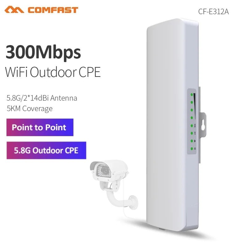 COMFAST 5.8G WiFi Amplifier 300Mbps Wireless WiFi Extender CPE/สะพาน WLAN 2 * 14dBi เสาอากาศที่มีประ