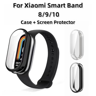 สําหรับ เสี่ยวหมี่ สมาร์ทวง Xiaomi Band 8/9/10 กรณีที่มีตัวป้องกันหน้าจอ ทีพียู ครอบคลุมเต็มรูปแบบฝาครอบป้องกันแบบใส