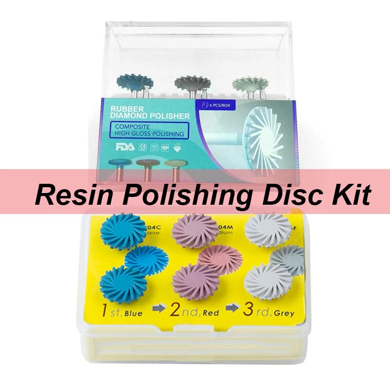 6PCS Composite Resin Polishing Disc Kit Spiral Flex Brush Burs Diamond System RA Disc 14 มม.ล้อ