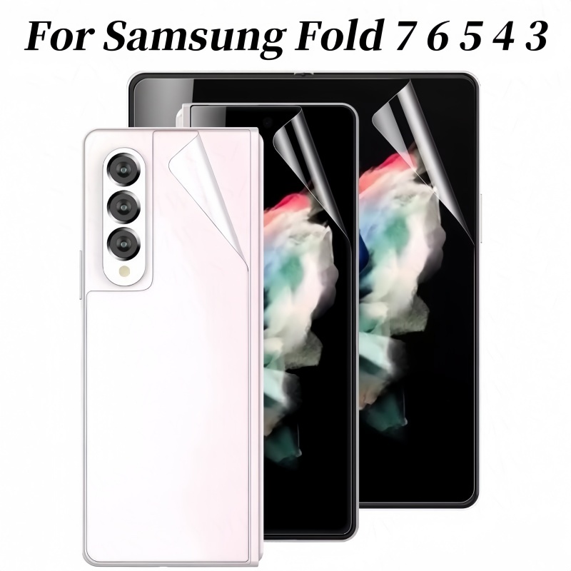Samsung Galaxy Z Fold ป้องกันหน้าจอด้านหน้า + ด้านหลัง + ฟิล์มไฮโดรเจลแบบนุ่มสําหรับหน้าจอด้านใน รุ่นที่รองรับ Z Fold3/4/5/6/7