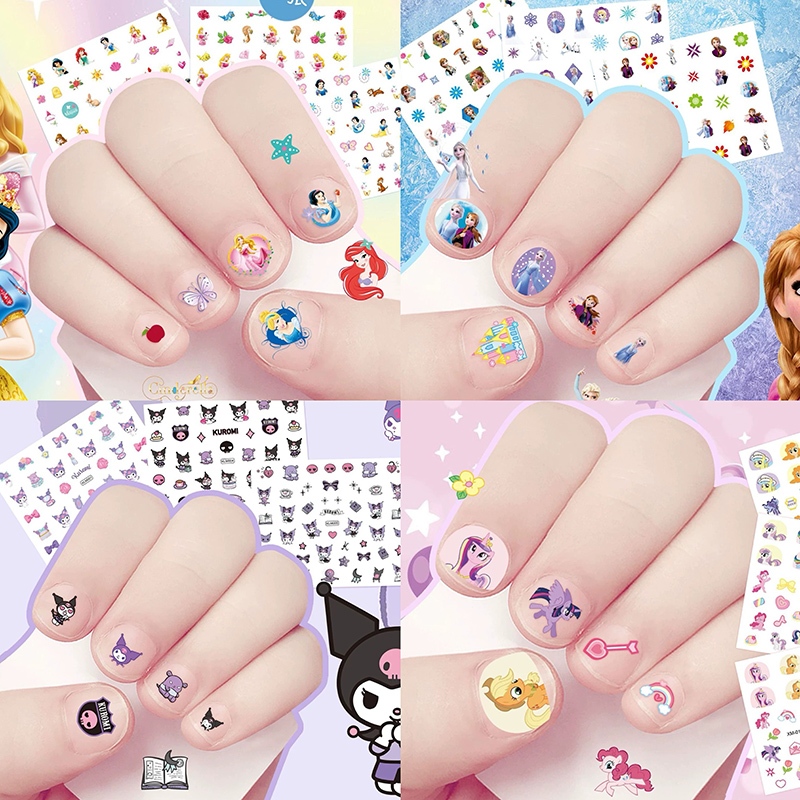 SANRIO ใหม่ ซานริโอ สติ๊กเกอร์แต่งเล็บสติ๊กเกอร์น่ารักการ์ตูนเด็กแต่งเล็บสาวน้อยคุโรมิสัตว์เล็บสติ๊กเกอร์