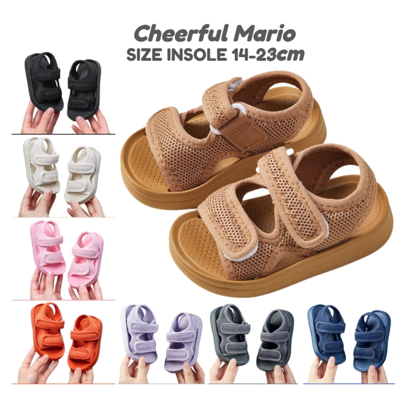 Cheerful Mario อัพ เกรด นุ่มสุด ๆ รองเท้าแตะเด็กหัดเดิน รอบเท้าเด็ก แบบรัดส้น นิ่ม รองเท้าสลิปออนเด็ก เบา ใส่สบาย รัดส้นแรกเกิด