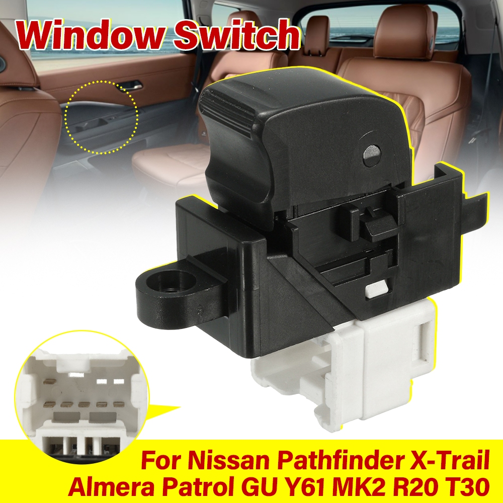 6 Pins สวิทช์กระจกไฟฟ้าด้านหน้าและซ้ายสําหรับ Nissan Pathfinder X-Trail Almera Patrol GU Y61 MK2 R20