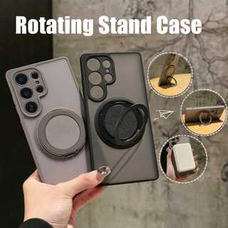 Matte โปร่งใส 360 หมุนเคสโทรศัพท์สําหรับ Samsung Galaxy S25 Ultra Edge S24 S23 FE S24 Plus S23 Ultra แม่เหล็กกันกระแทก Hard Case