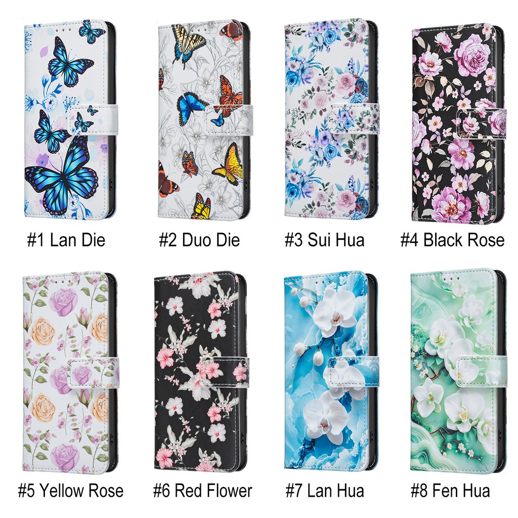 เคส ซัมซุง Case for Samsung Galaxy A17 A16 A15 A14 A13 A12 A04 A04s A05 A05s A06 A07 4G A26 A36 A56 A55 5G เคสมือถือหนังกันกระแทกฝาพับพร้อมช่องใส่บัตร Flip Wallet Floral Strap Lanyard Soft TPU Hand Phone Case Card Pocket Slots ซองมือถือ