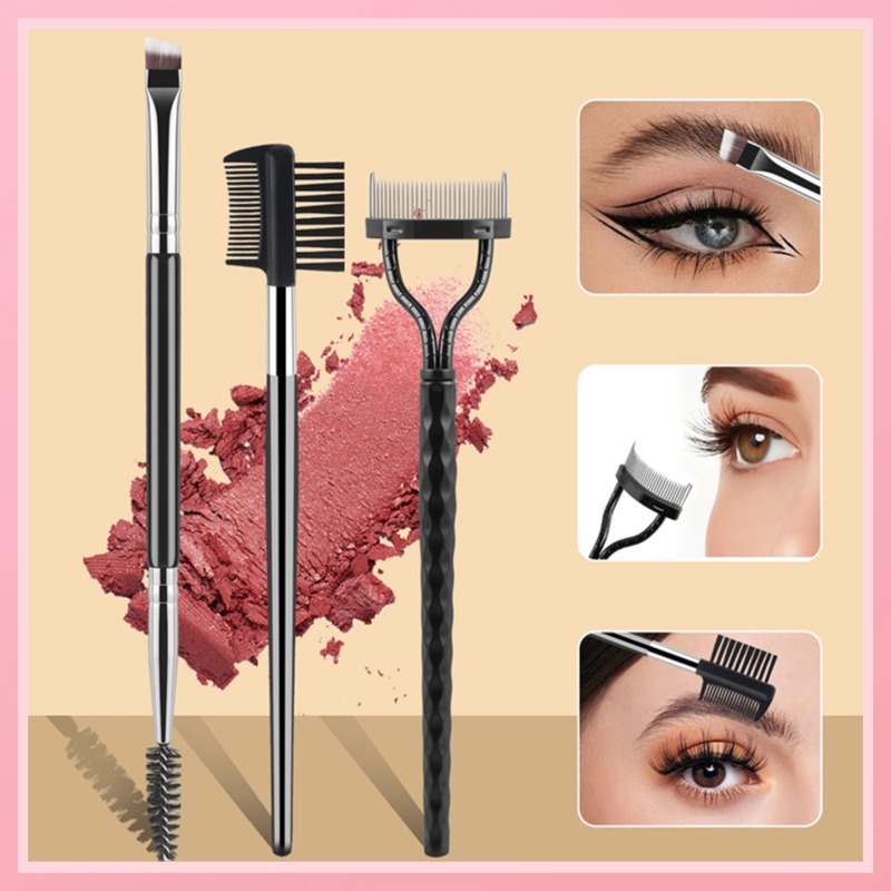 3 ชิ้น Professional Eye เครื่องมือแต่งหน้า Double Ended Brow แปรง Lash หวี Clump-Free Separator ขนแปรงนุ่มทุกวัน Travel Kit สําหรับผู้หญิง
