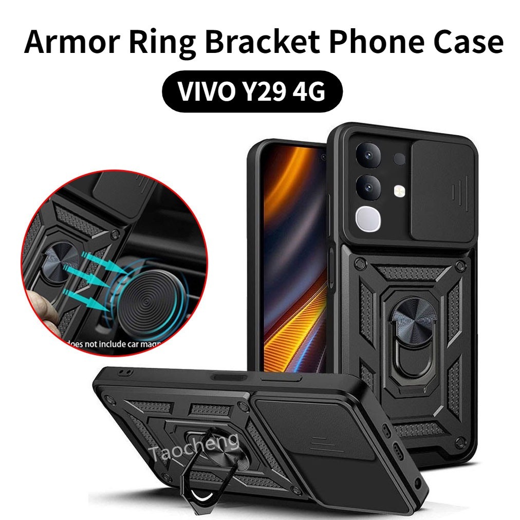 สําหรับ Vivo Y39 Y29 Y29S Y29T Y19 Y19S Pro Y04 Y03 4G 5G 2024 2025 เคสโทรศัพท์ผู้ถือแหวนแม่เหล็กเกราะปลอก Hard Bracket ป้องกันปกหลัง