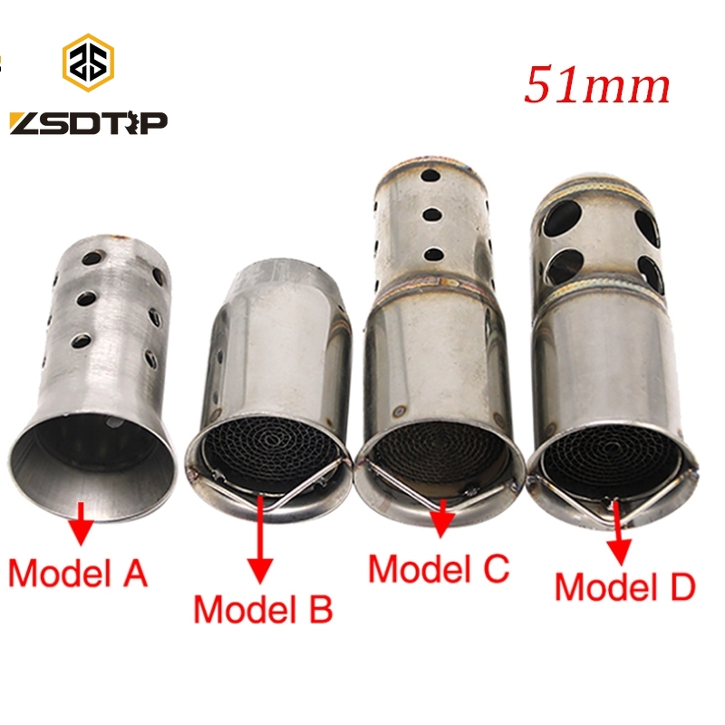 ZSDTRP 51 มม.ท่อไอเสียรถจักรยานยนต์ปรับ DB Killer Silencer Noise Sound Eliminator ด้านหน้า Catalyst
