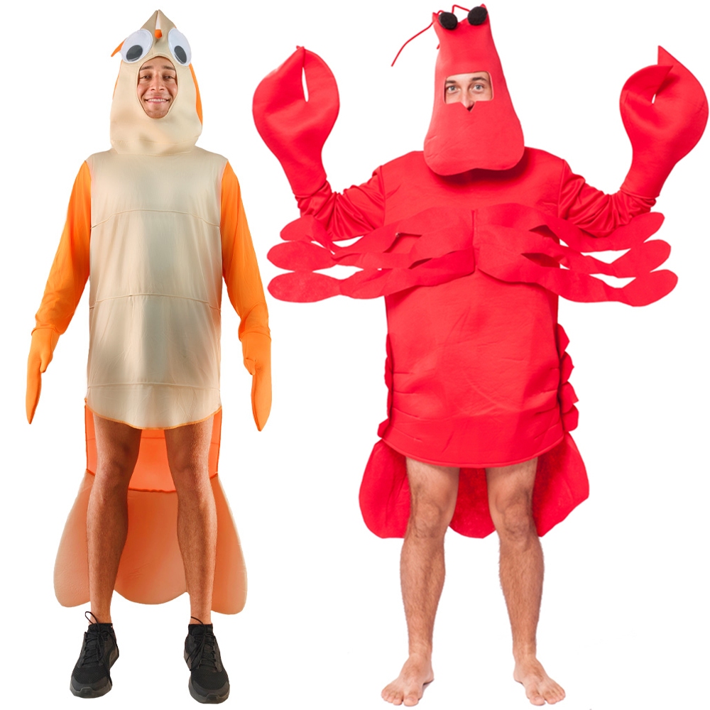 ❤พร้อมส่ง❤ผู้ชายกุ้งตลกเครื่องแต่งกายปาร์ตี้เกมกุ้งก้ามกรามชุดคอสเพลย์ผู้ใหญ่สัตว์ทะเลมาสคอตเครื่องแต่งกายฮาโลวีนเทศกาลแสดงการแต่งกาย