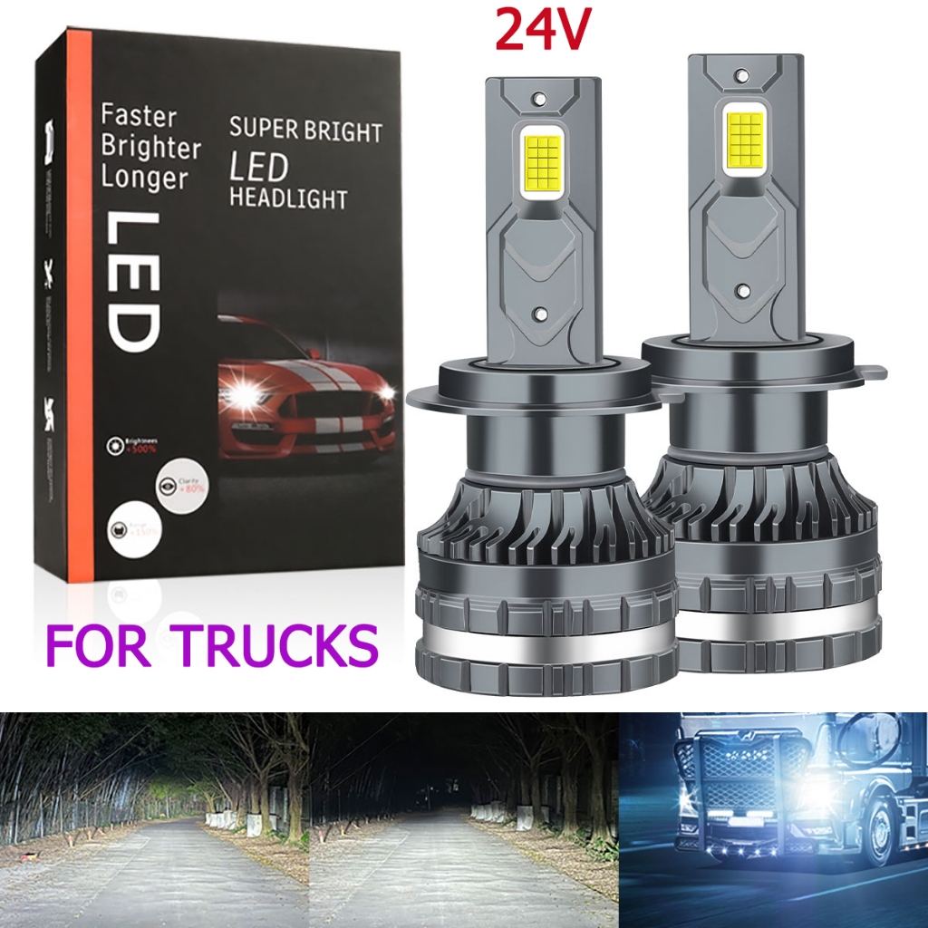 2PCS 24V รถบรรทุก LED H7 ไฟหน้า H7 หลอดไฟ LED h1 LED h3 LED ไฟหน้า 24 V H4 ไฟ LED หมอกไฟรถบรรทุกรถบร
