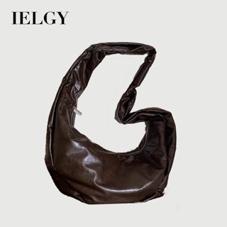 IELGY สไตล์เกาหลี Niche Oil Wax หนัง oversize Dumpling Bag R…