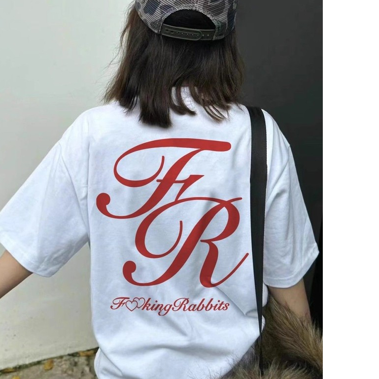 #FR2 โลโก้พร้อมเสื้อยืด Hearts 情趣内衣套装 男女士宽松短袖衬衫套装