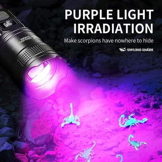 SmilingShark SD5252 ไฟฉาย led LED + UV395NM การระบุตัวตน ไฟคบเพลิง หลอดตรวจจับสารฟลูออเรสเซนต์ ซูมได้ 5 รูปแบบ ชาร์จใหม่สำหรับการตรวจจับธนบัตรการประเมินเครื่องประดับ