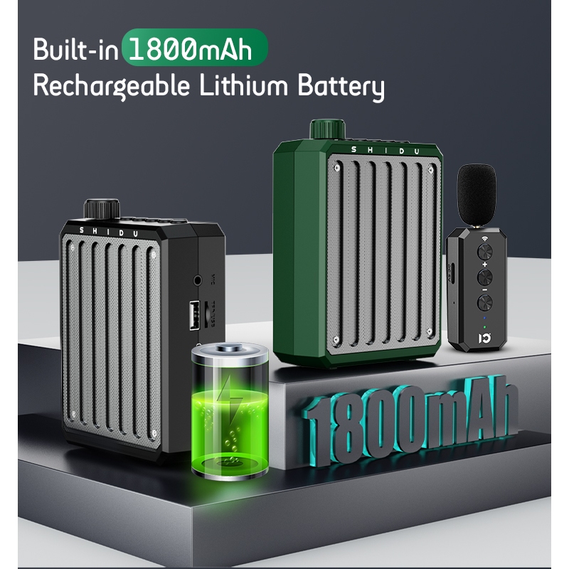 SHIDU ไมค์สอน โทรโข่ง ไมค์ช่วยสอน ไมค์บลูทูธ ไมค์ลําโพง โทรโข่งจิ๋ว ลําโพงไมค์ ไมค์พกพา ไมค์ ลําโพง - รูปที่ 7