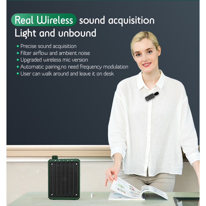 SHIDU ไมค์สอน โทรโข่ง ไมค์ช่วยสอน ไมค์บลูทูธ ไมค์ลําโพง โทรโข่งจิ๋ว ลําโพงไมค์ ไมค์พกพา ไมค์ ลําโพง - รูปที่ 4