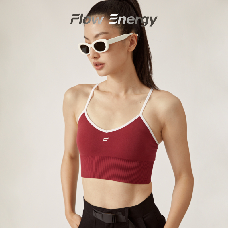 Flow Energy Sports Bra บรา คอวี หลังสวย ฟองน้ำถอดได้ เหมาะสำหรับฟิตเนส โยคะ ปั่นจักรยาน FL0B005