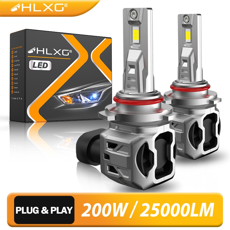 HLXG 2PCS H11 led ไฟหน้าหลอดไฟ 6000k สีขาว 9006 9005 HB3 HB4 H4 รถ led ไฟหน้าปรับ 12V H7 หมอก Plug และ Play