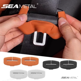 SEAMETAL 2 ชิ้น ปลอกป้องกันหัวเข็มขัดนิรภัยรถยนต์ ปลอกซิลิโคนหุ้มสายเข็มขัดนิรภัย สากล ปลอกตกแต่งอุปกรณ์ตกแต่งรถยนต์