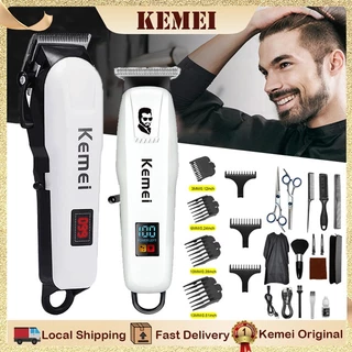 Kemei ปัตตาเลี่ยนผมไฟฟ้ามืออาชีพมีดโกนแบบชาร์จไฟได้ที่กันจอนปรับ ปัตตาเลี่ยน KM-809A+KM-PG232 ชุดครบเซ็ตตัดผม+กันขอบ+แกะลาย พร้อมอุปกรณ์ครบชุด
