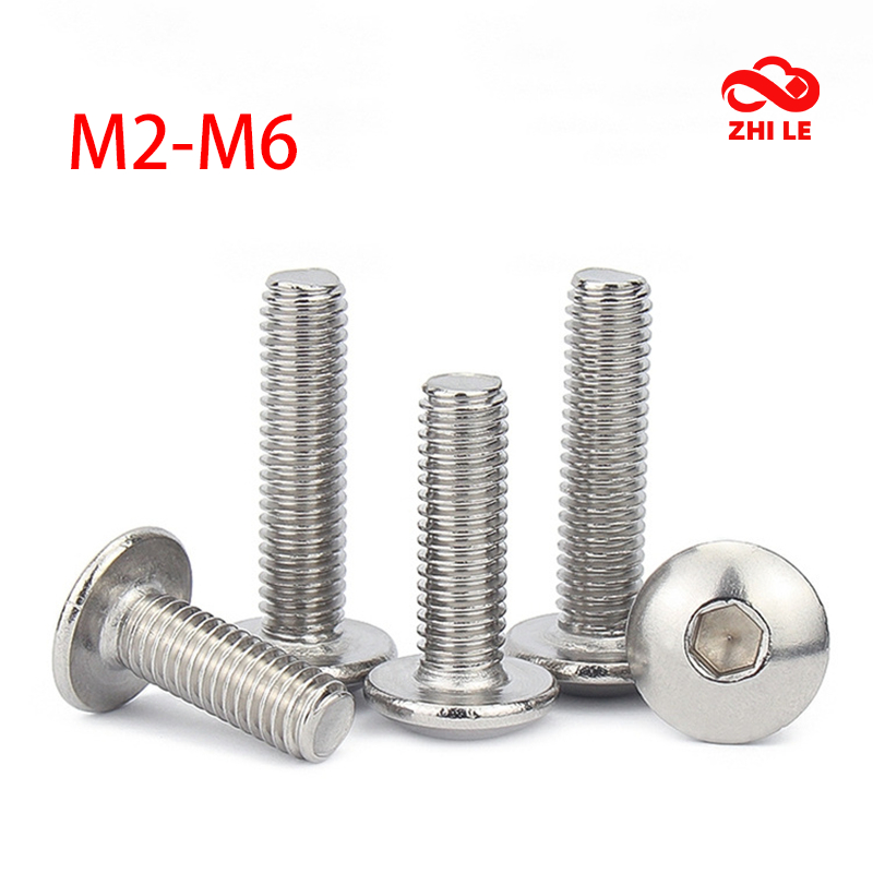 M2 M3 M5 M6 ซ็อกเก็ตหกเหลี่ยมขนาดใหญ่รอบหัวสลักเกลียว 304 สแตนเลสสตีล Hex สกรูชุดคอมพิวเตอร์โลหะ Bolt Allen สกรู M2.5 M4