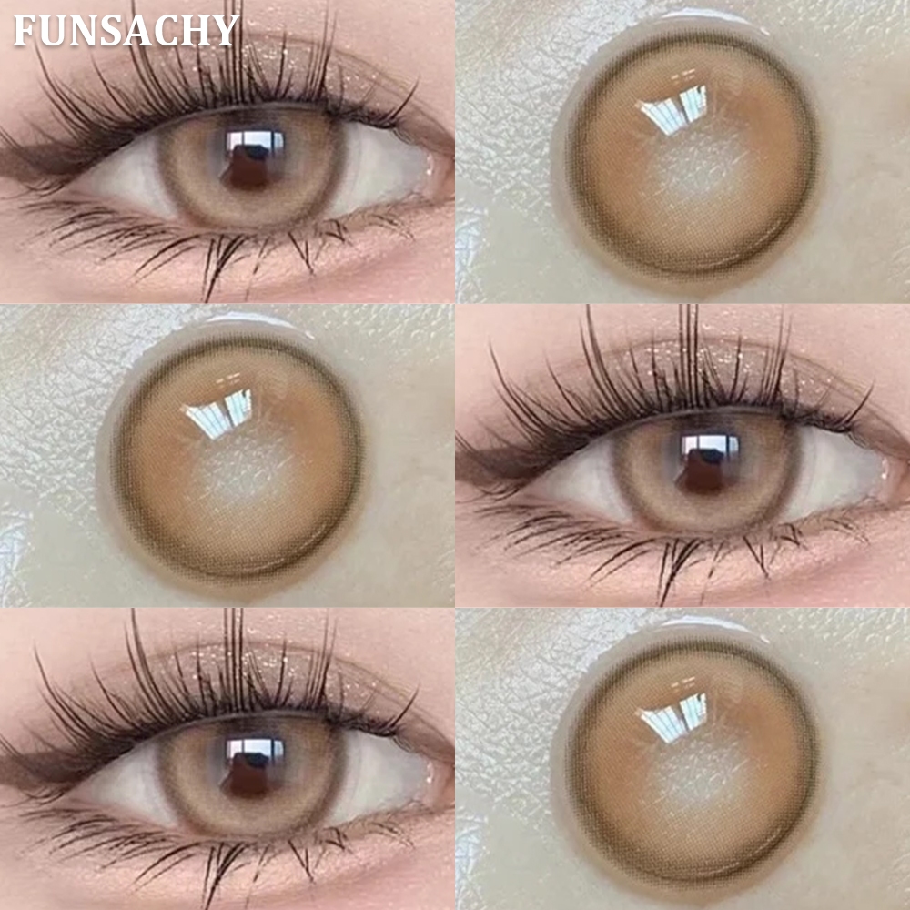 FUNSACHY HAWAII series คอนแทคเลนส์สายตาสั้นสีน้ําตาล/สีเทาธรรมชาตินักเรียนคอนแทคเลนส์ประจําปีโยนนุ่มคอนแทคเลนส์เกาหลี