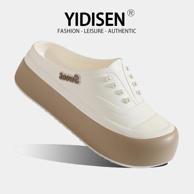 สินค้าขายดี YIDISEN มาแล้ว!ลากลําลองมุกสีขาว, การออกแบบพื้นหนา, เดินไม่เหนื่อย